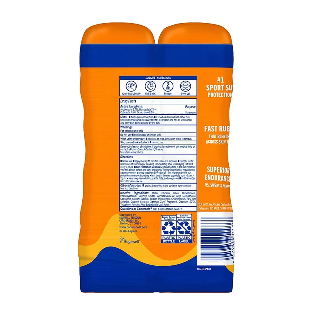 Banana Boat Sport Sunscreen Lotion, SPF 50 - 8 oz - 2 Pack